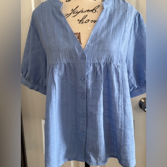 a.n.a Light Blue Button-Up Blouse - Picture 13 of 15